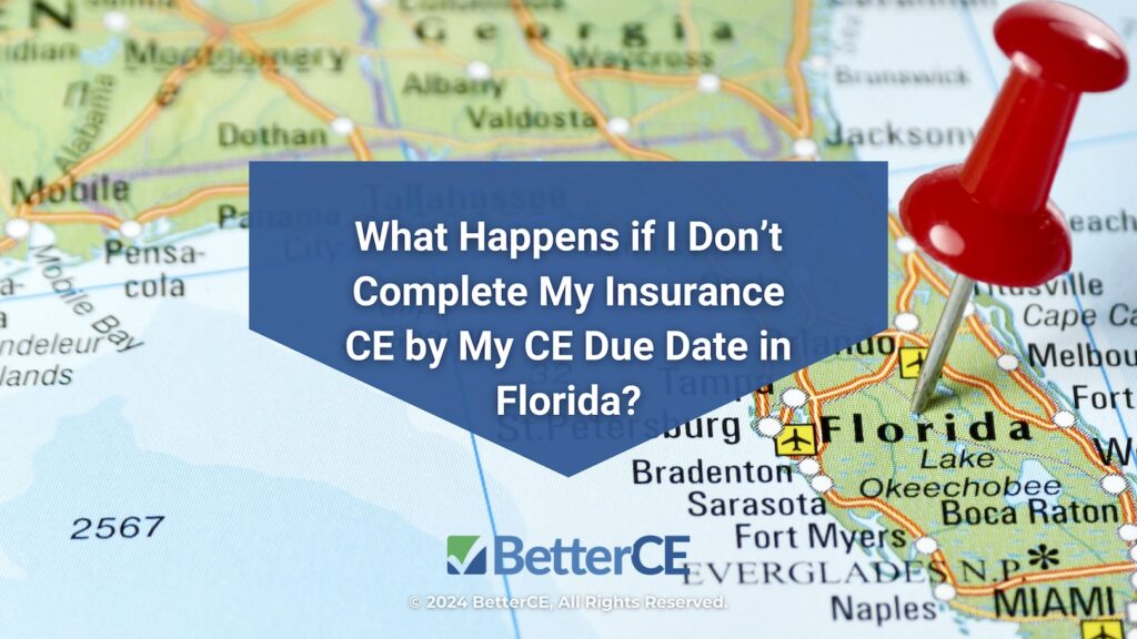 Featured: Map of Florida- What Happens if I Don't Complete My Insurance CE by My CE Due Date?